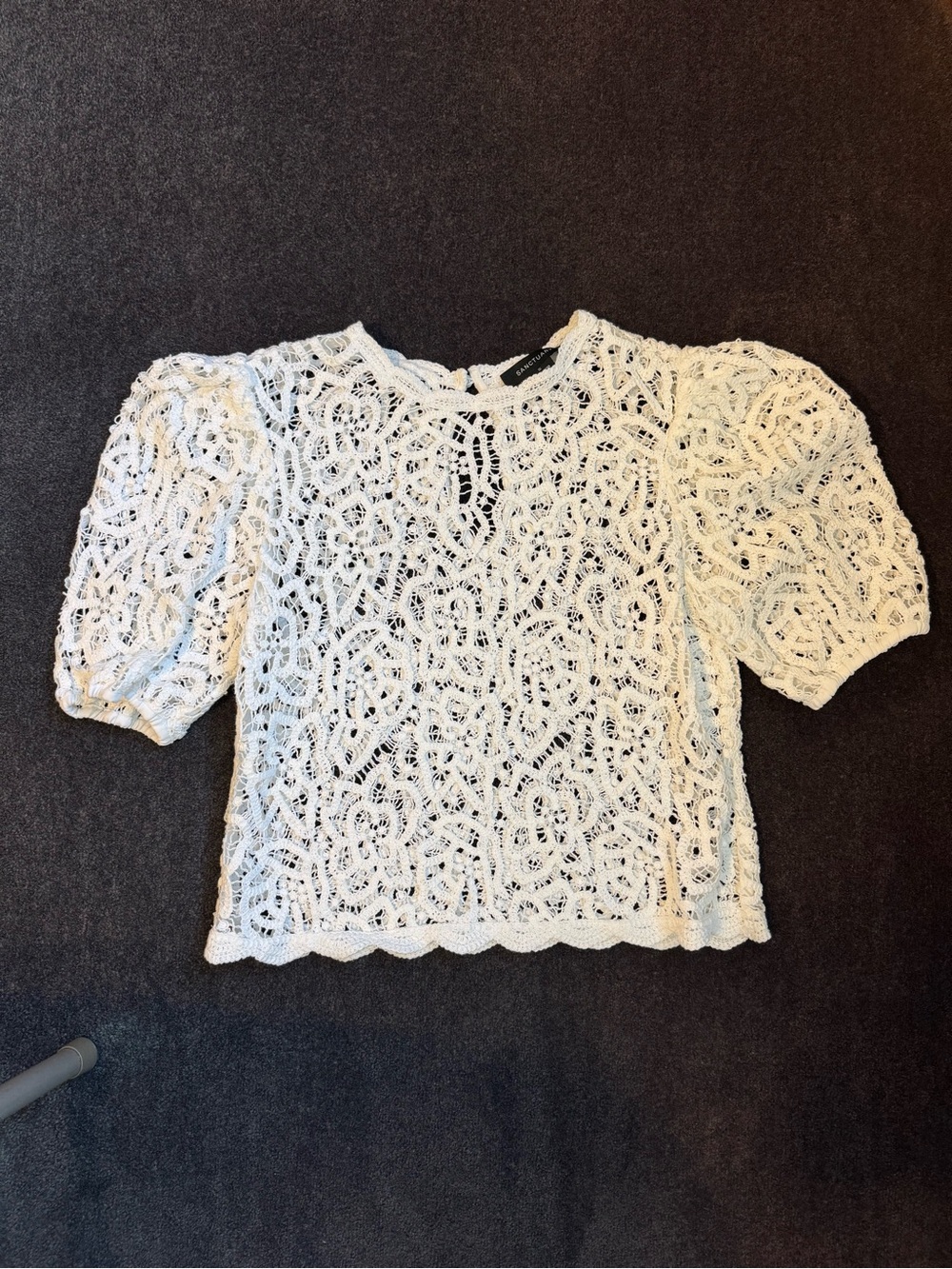 Sanctuary White Lace Puff Sleeve Blouse